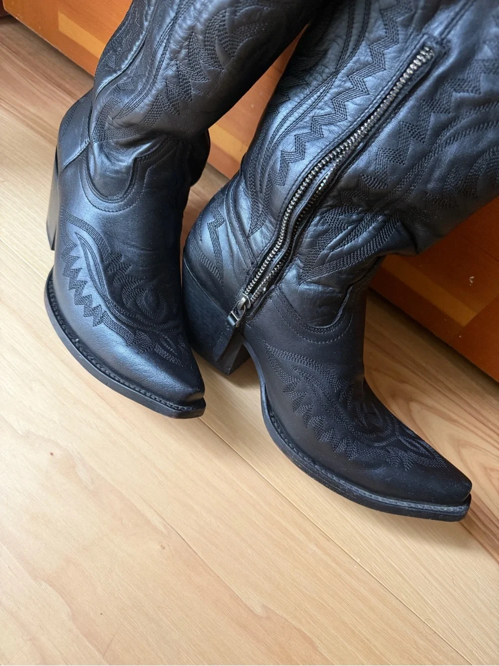 Ariat Casanova Black Embroidered Over-the-Knee Western Boots 8.5